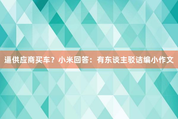 逼供应商买车？小米回答：有东谈主驳诘编小作文