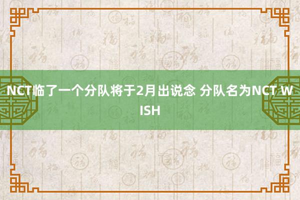 NCT临了一个分队将于2月出说念 分队名为NCT WISH