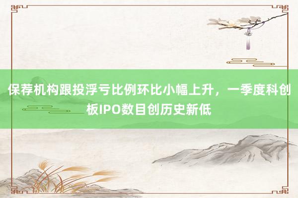 保荐机构跟投浮亏比例环比小幅上升，一季度科创板IPO数目创历史新低