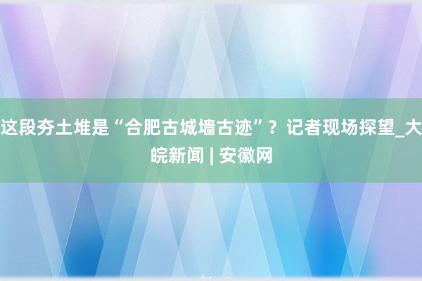 这段夯土堆是“合肥古城墙古迹”？记者现场探望_大皖新闻 | 安徽网