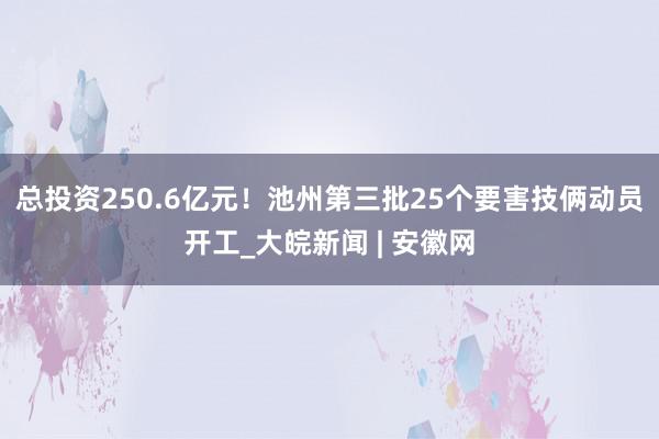 总投资250.6亿元！池州第三批25个要害技俩动员开工_大皖新闻 | 安徽网