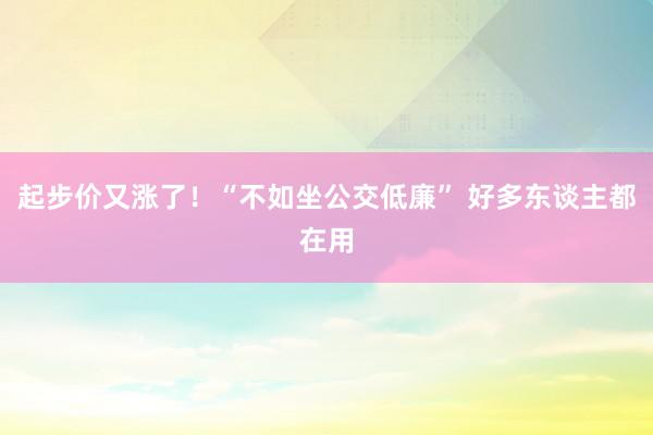 起步价又涨了！“不如坐公交低廉” 好多东谈主都在用