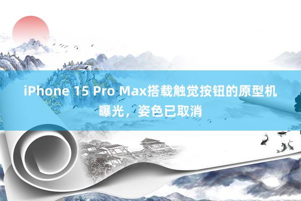 iPhone 15 Pro Max搭载触觉按钮的原型机曝光，姿色已取消