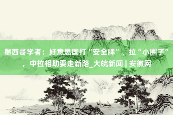 墨西哥学者：好意思国打“安全牌”、拉“小圈子”，中拉相助要走新路_大皖新闻 | 安徽网