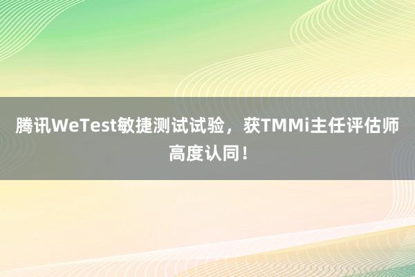 腾讯WeTest敏捷测试试验，获TMMi主任评估师高度认同！