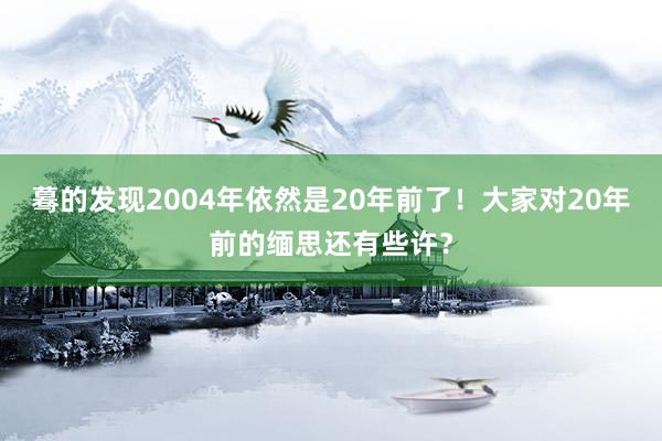 蓦的发现2004年依然是20年前了！大家对20年前的缅思还有些许？