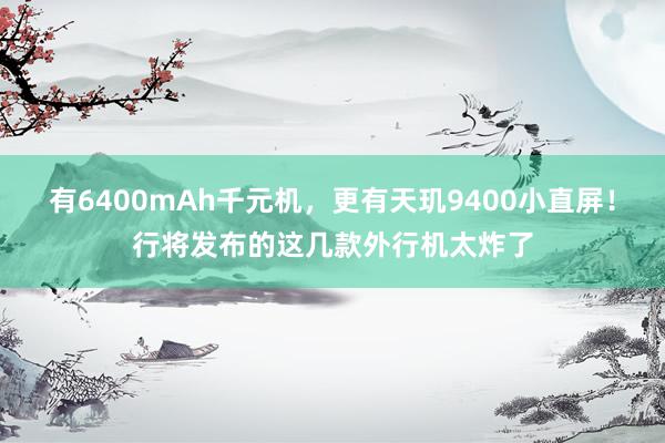 有6400mAh千元机，更有天玑9400小直屏！行将发布的这几款外行机太炸了